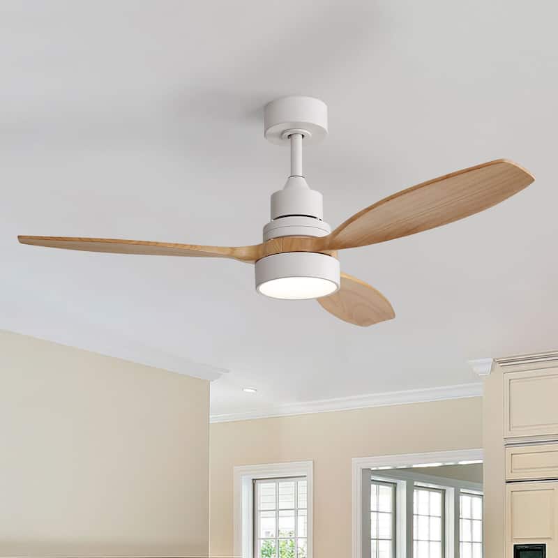 Sofucor 52-inch Solid Wood Ceiling Fan with LED Light,Remote Control Included,Reversible,Quiet and Powerful