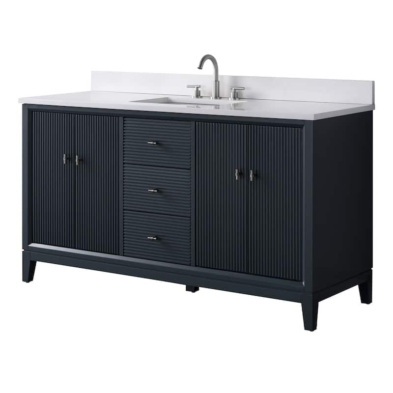 Vanity Art 60" Freestanding Bathroom Vanity with Engineered Marble Top and Sink