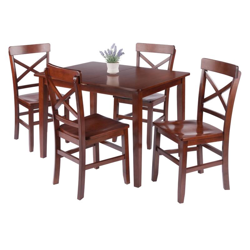 Darren 5-pc Set Dining Table w/X-Back Chairs Walnut Finish