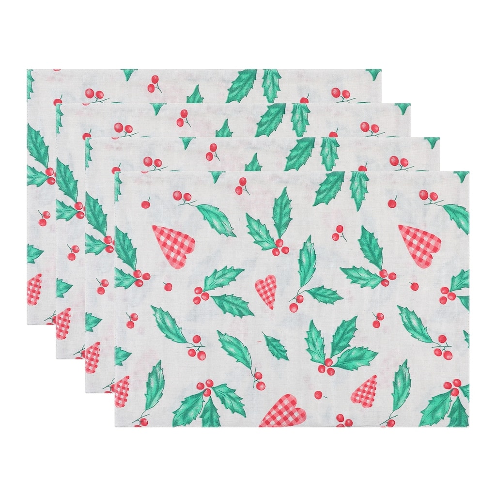 Farmhouse Placemats Set of 4 Polyester Placemats for Dining Table Decor Indoor Outdoor Kitchen Table Mat Wipe Clean - 18*13in