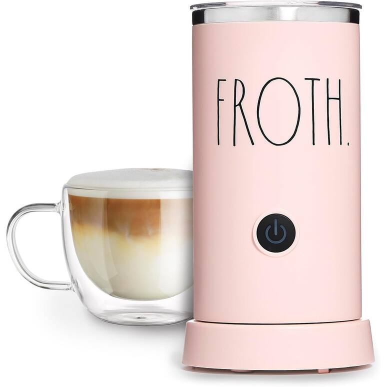 Rae Dunn Electric Milk Frother Steamer -Automatic Milk Steamer and Frother, Hot and Cold Foam Maker- 550 Watt - Blush