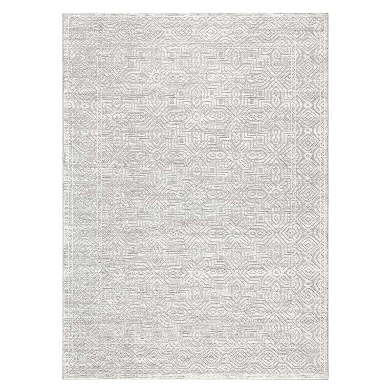 TOWN & COUNTRY LUXE Maya Medallion Tile Neutral Indoor Area Rug with High-Low Texture