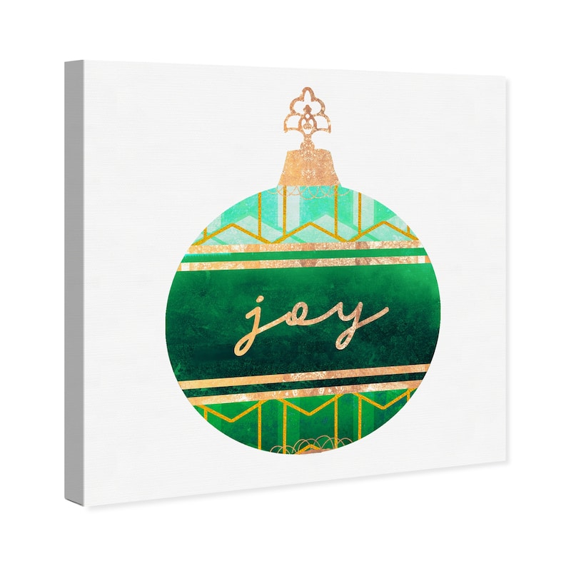 Wynwood Studio Prints Holiday and Seasonal Emerald Geo Ornament Green and Dark Green Modern & Contemporary Wall Art Canvas Print