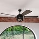 preview thumbnail 1 of 8, Barnes 54 in. Indoor Outdoor Ceiling Fan with Reversible Blades, Dimmable LED Light Kit and Remote, 3 Speeds, Clear Seeded Glass 54-in W x 18.75-in H x 54-in D - Matte Black