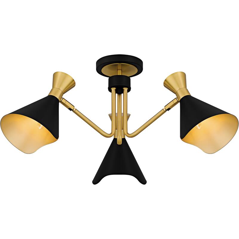 Arden 3-Light Matte Black Semi-Flush Mount