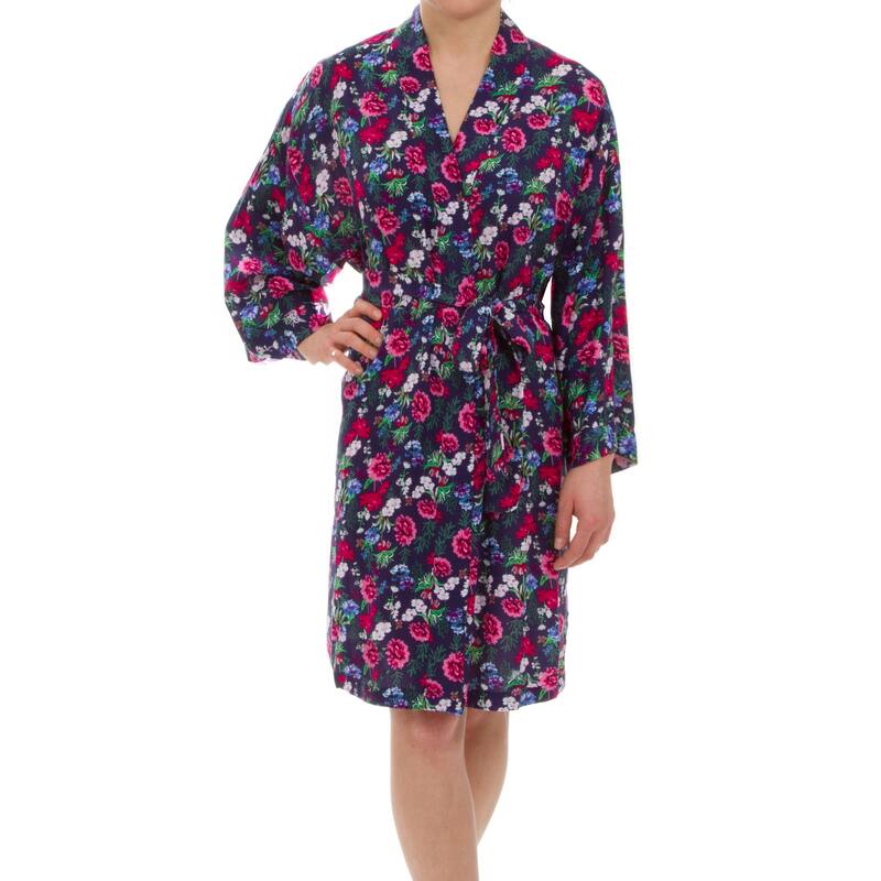 Leisureland Women's Ultra Soft Floral Robe - Purple
