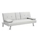 preview thumbnail 7 of 13, Multifunctional Sofa Bed PVC Recliner Chair Bed Futon Chaise Lounge with Console and Cup Holder for Living Room, White