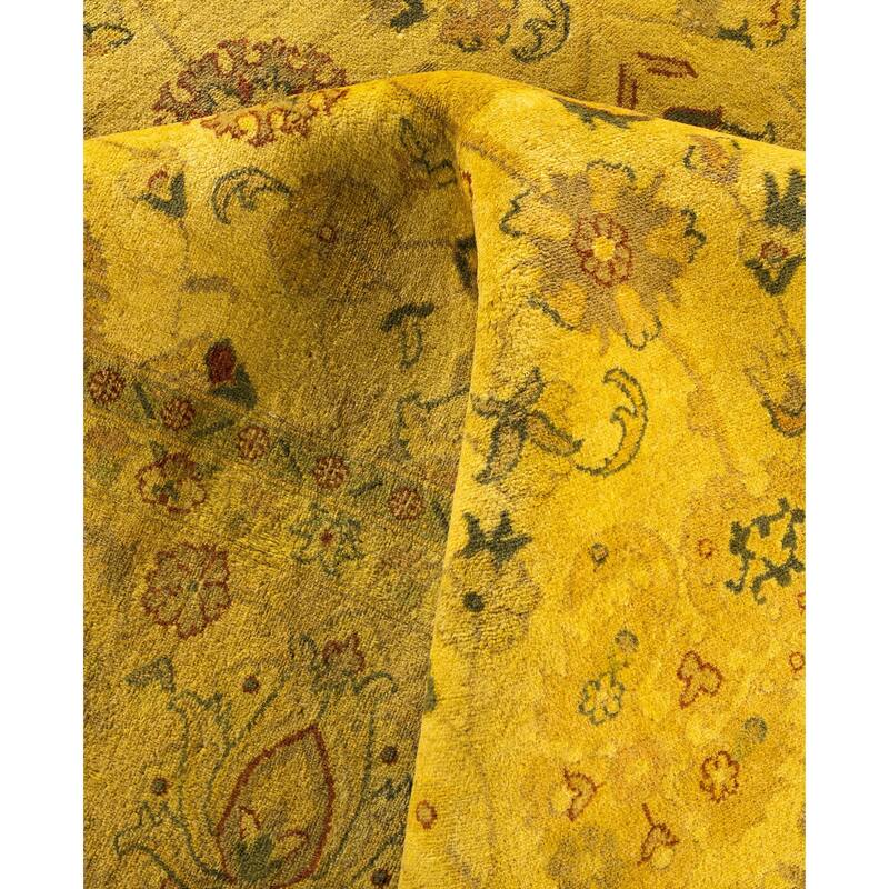 Overdyed One-of-a-Kind Hand-Knotted Area Rug - Yellow - 8' 0" x 10' 3"