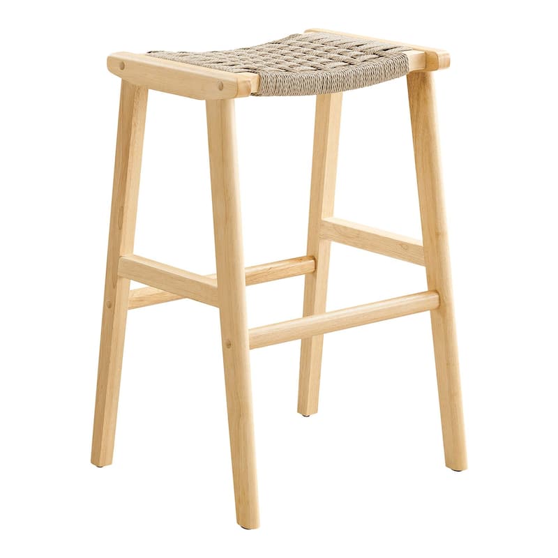 Saoirse Woven Rope Wood Bar Stool - Set of 2