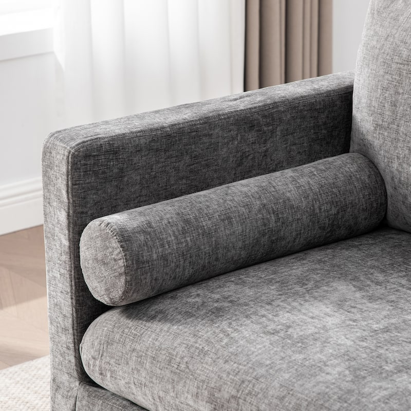 82.68" Extra-Wide Two-Seater Sofa with Chenille Upholstery, Armrest & Backrest Pillows for Living Room