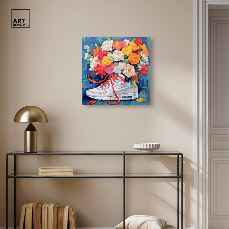 Whimsical Sneaker with Flowers Canvas by Art Remedy, Gallery Wrapped