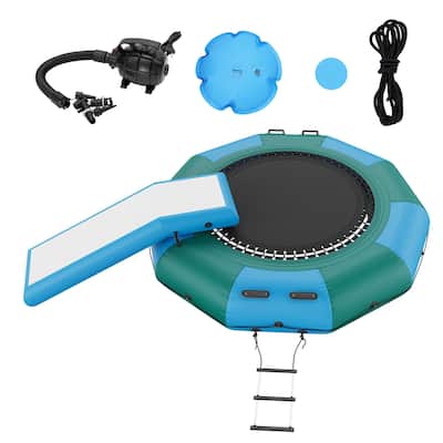 VEVOR Inflatable Water Bouncer Recreational Water Trampoline Portable Bounce Swim Platform with Slide for Pool Lake Water Sports