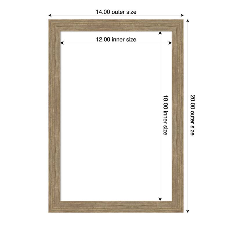 Amanti Art Woodgrain Stripe Blonde Framed Dry Erase Magnetic Board - 14 x 20 in - Woodgrain Stripe Mocha