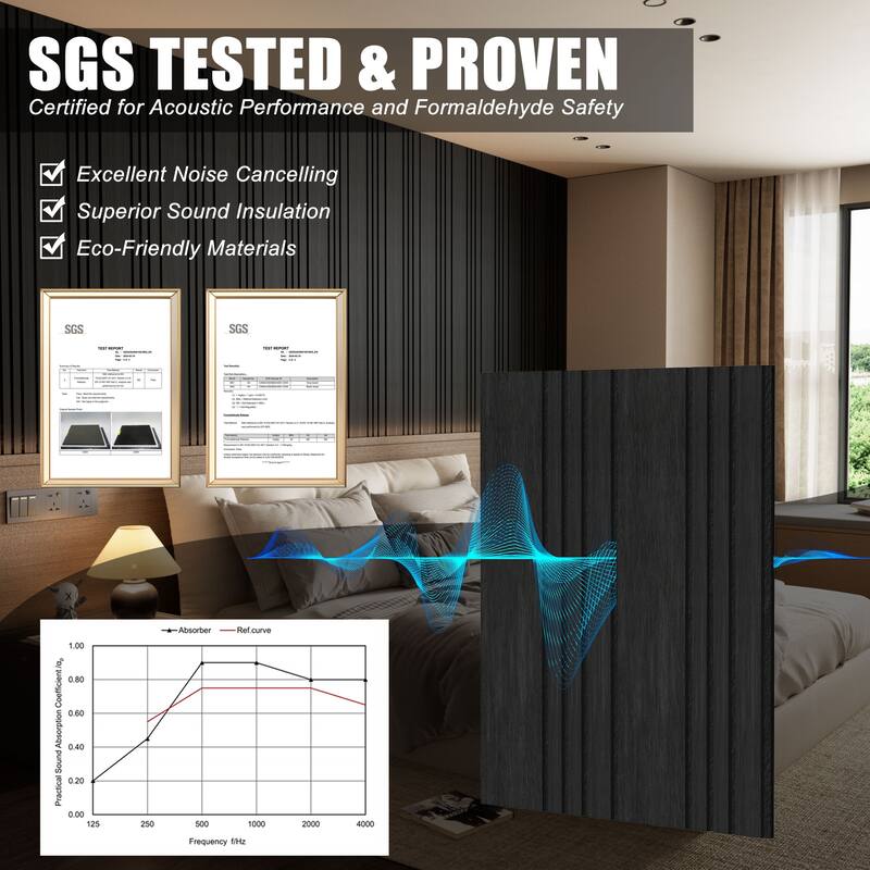 23.6" x 23.6" Wood Slat Acoustic Wall Panels for Ceiling and Wall Decor, 8-Pack (31 sq ft)