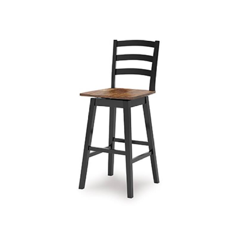 Fleur Swivel Barstool Chair Set of 2, Butcher Block Seat, Black Frame