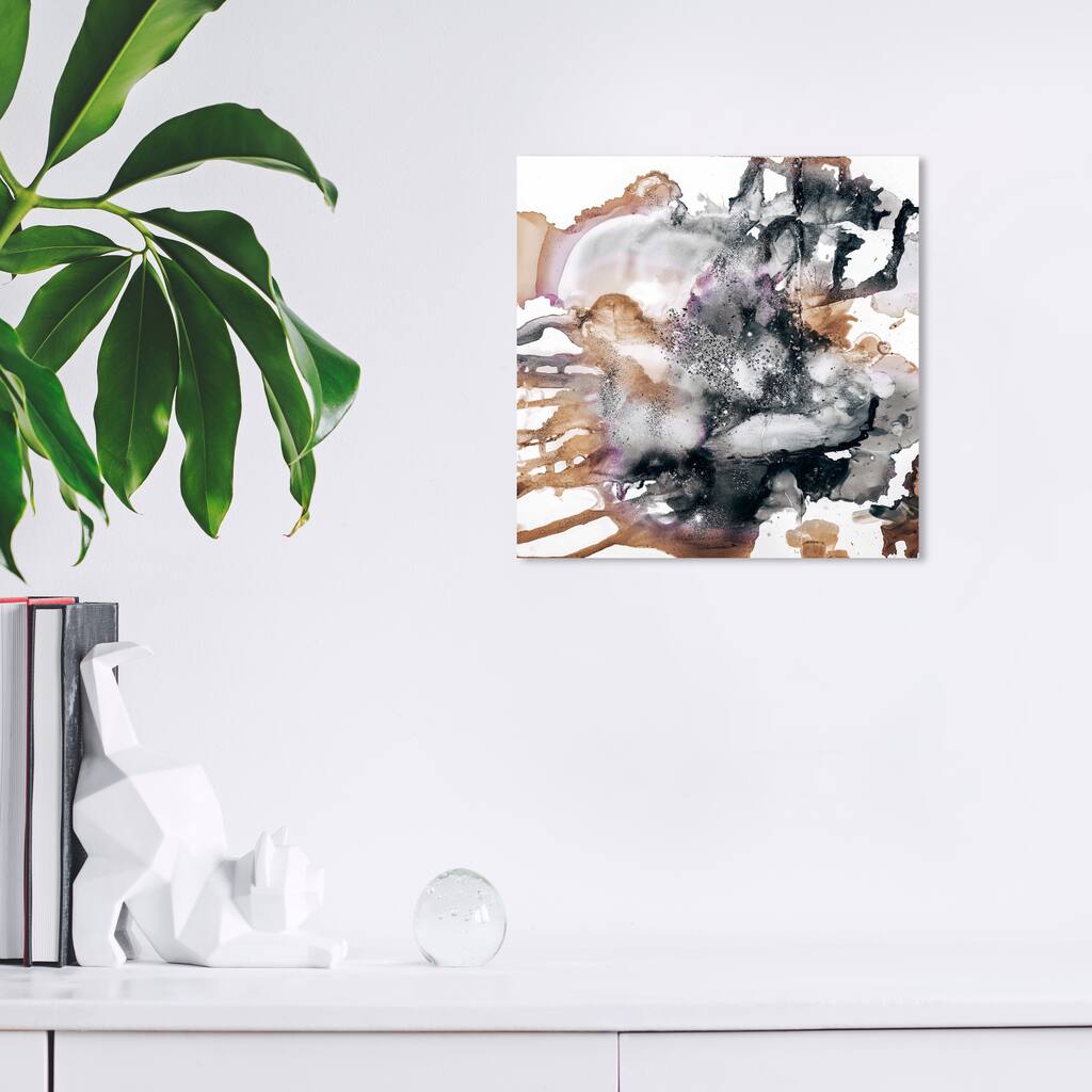 Wynwood Studio Prints Abstract Glitter Earthtones White and Light Brown Modern & Contemporary Wall Art Canvas Print