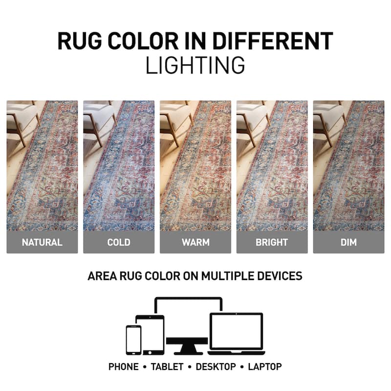 World Rug Gallery Traditional Distressed Washable Area Rug