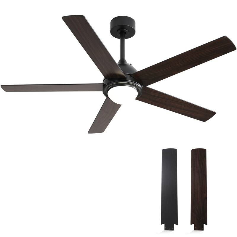 52" Plywood Ceiling Fan with Light and Remote Reversible Quiet AC Motor Dimmable LED Dual Color Blade