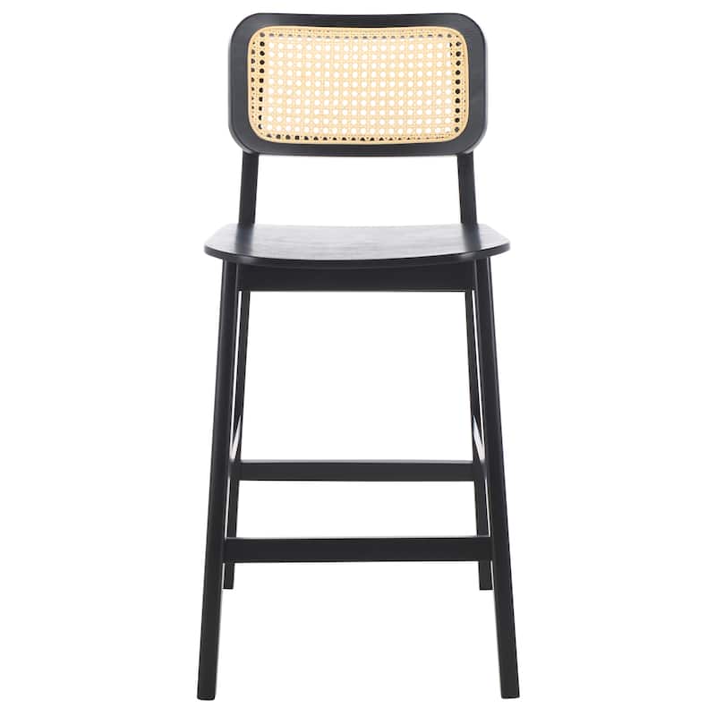 SAFAVIEH Luz Cane 25-inch Counter Stool - 19"W x 23"D x 39"H - Black/Natural