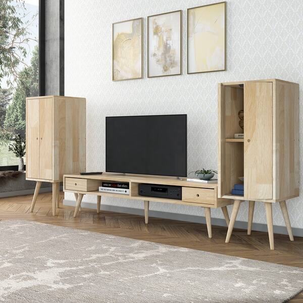 Carson Carrington Shorewood 3 Piece Mid Century Modern Wood Tv Stand And Tall Chests With Doors Overstock 31804298 Tv stands to match your style and budget. carson carrington