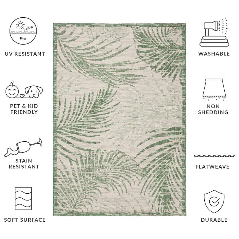 SAFAVIEH Courtyard Nott Tropical Indoor/ Outdoor Waterproof Patio Backyard Rug