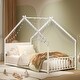 preview thumbnail 25 of 38, Metal House Floor Bed Frame with Roof and Colorful Lights