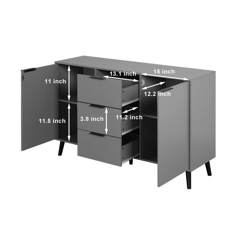 Sideboard Buffet Cabinet with 3 Drawers and 2 Doors