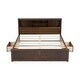 preview thumbnail 13 of 16, King Size Wood Platform Bed with Multi-storage Headboard, USB and Drawers, White