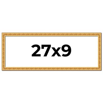 27x9 Frame Gold Real Wood Picture Frame Width 1 inches | Interior