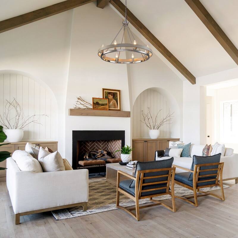 Industrial Chic Candle Chandelier 8-Light for Living Room Foyer