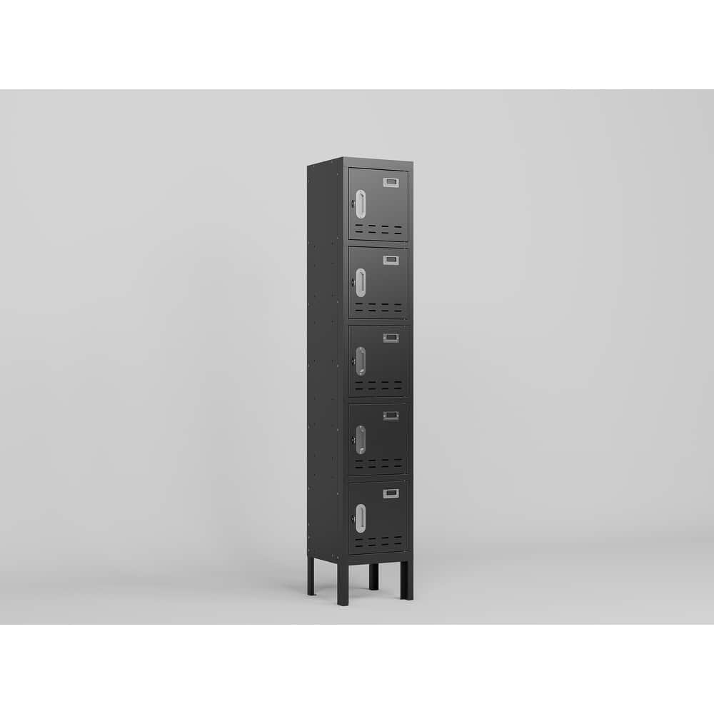 5 Door Tall Single Shelf Metal Storage Cabinet - Vintage Style Storage Cabinet - Industrial Furniture