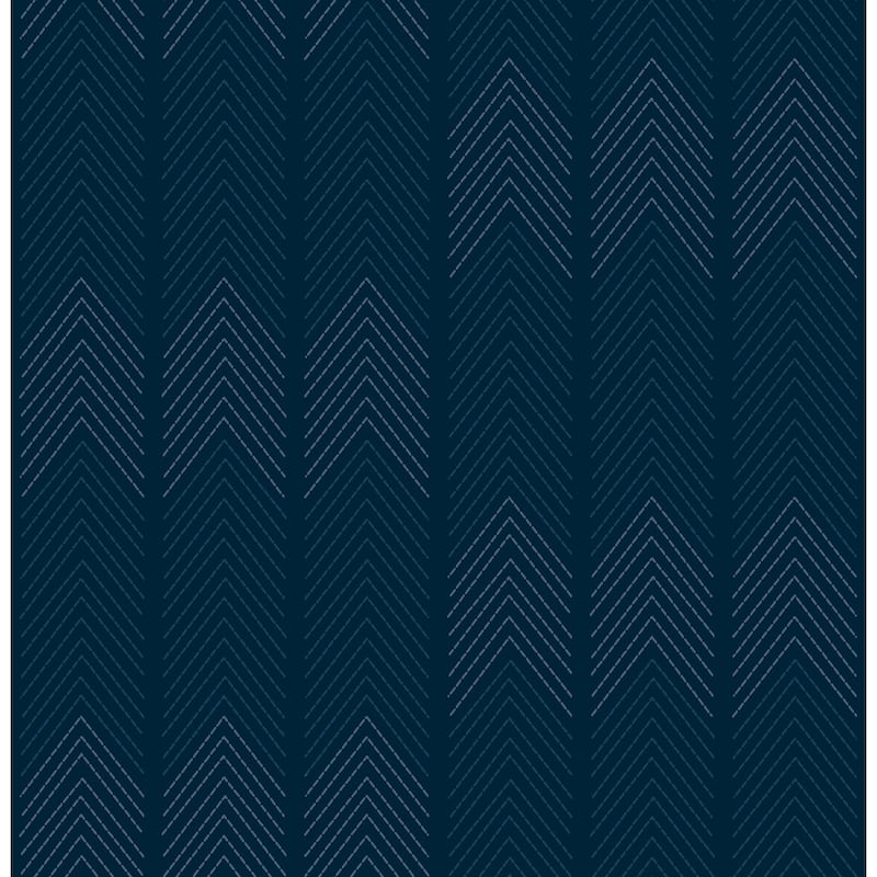A-Street Prints Nyle Dark Blue Chevron Stripes Wallpaper