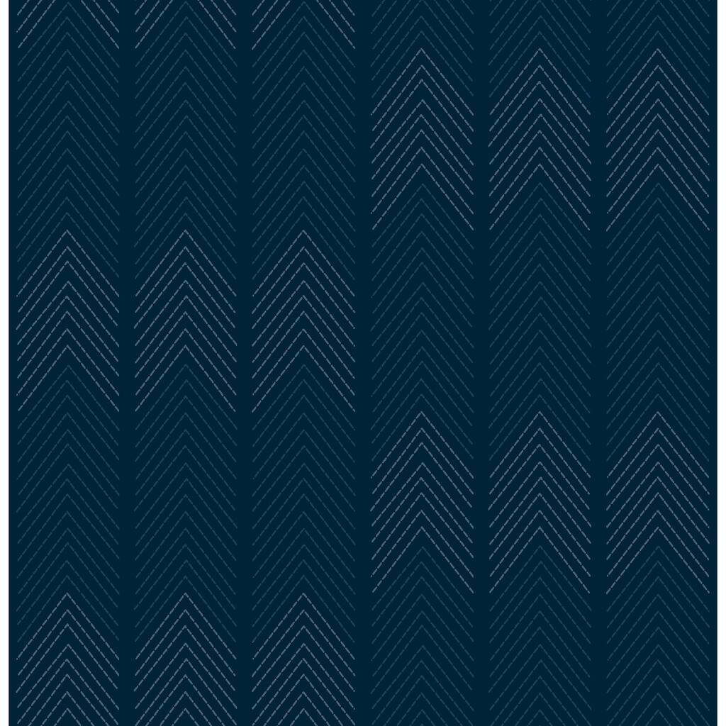 A-Street Prints Nyle Dark Blue Chevron Stripes Wallpaper