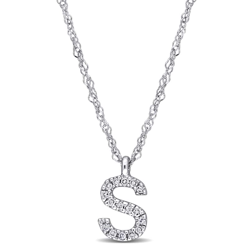 Miadora 14k White Gold Diamond Accent S Initial Necklace - 9.1 mm x 17 inch x 5.3 mm - 9.1 mm x 17 inch x 5.3 mm
