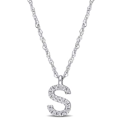 Miadora 14k White Gold Diamond Accent S Initial Necklace - 9.1 mm x 17 inch x 5.3 mm - 9.1 mm x 17 inch x 5.3 mm
