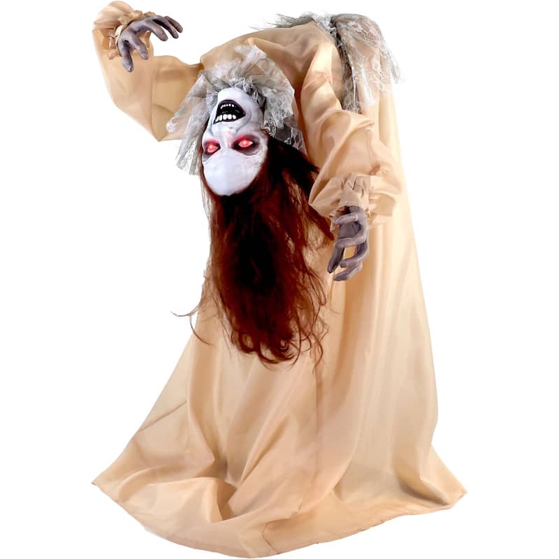 Haunted Hill Farm Haunted Hill Farm 3.4 ft. Touch-Activated Animated Possessed Backbend Lady Halloween Animatronic - Multi