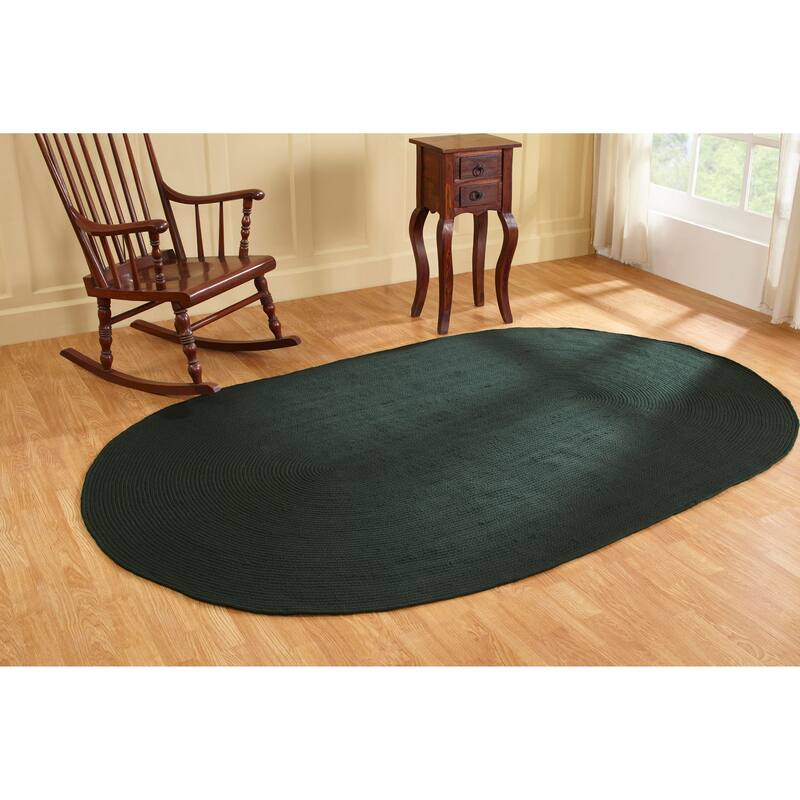 Better Trends Alpine Braid 100% Polypropylene Stain-resistant & Double-Sided Reversible Durable Indoor Area Utility Rug - 60" x 96" Oval - Hunter Solid