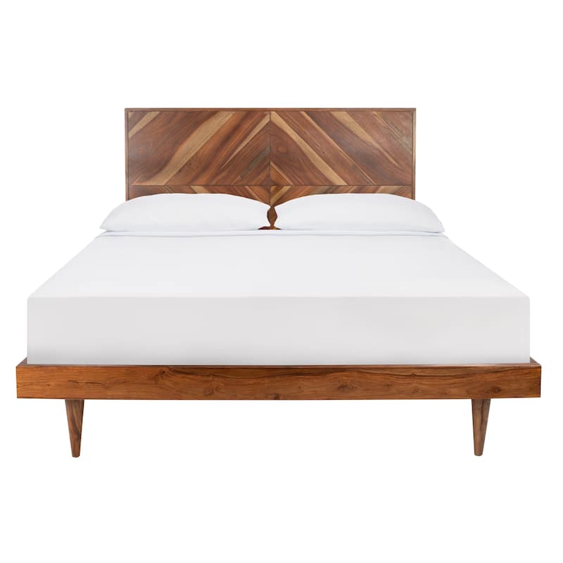 SAFAVIEH Couture Maci Bryn Wood Herringbone Bed - Natural - Queen