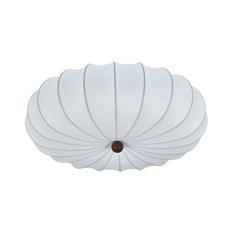 Vintage Pleated Lantern White Silk Single Flush Mount Ambient Light - 23.6 Inches