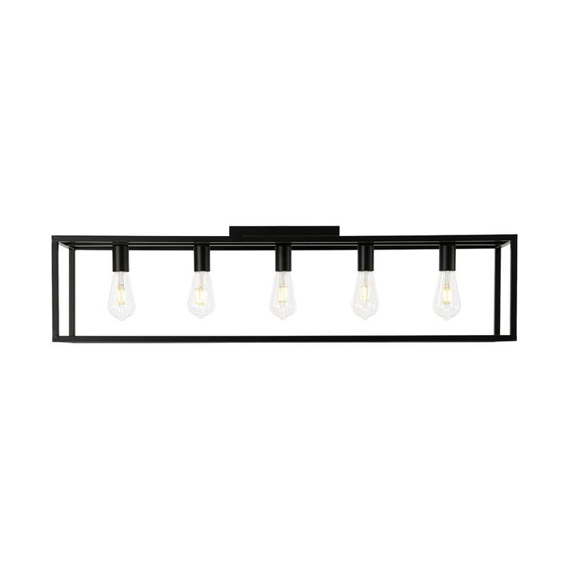 Minimalist 5-Light Rectangular Iron Cage Ceiling Light