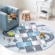 preview thumbnail 24 of 62, SAFAVIEH Kids Playhouse Machine Washable Slip Resistant Arendine Hopscotch Area Rug 3' Round - Grey/Blue