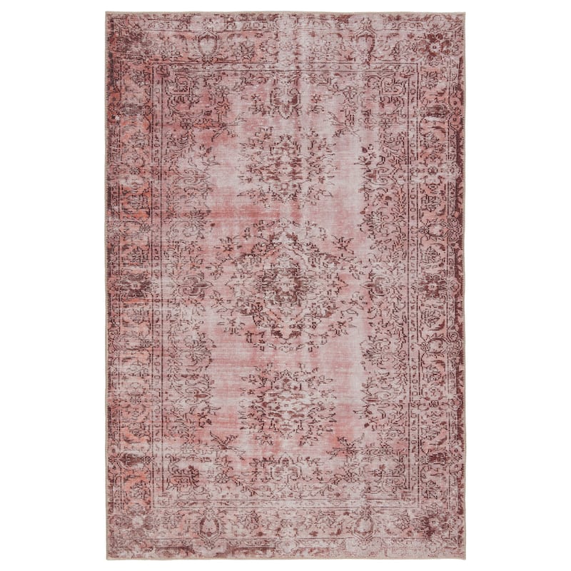 Machine Washable Kate Lester + Jaipur Living Berxley Medallion Rose and Maroon Area Rug - 7' 6" x 10' - Runner/Rectangle