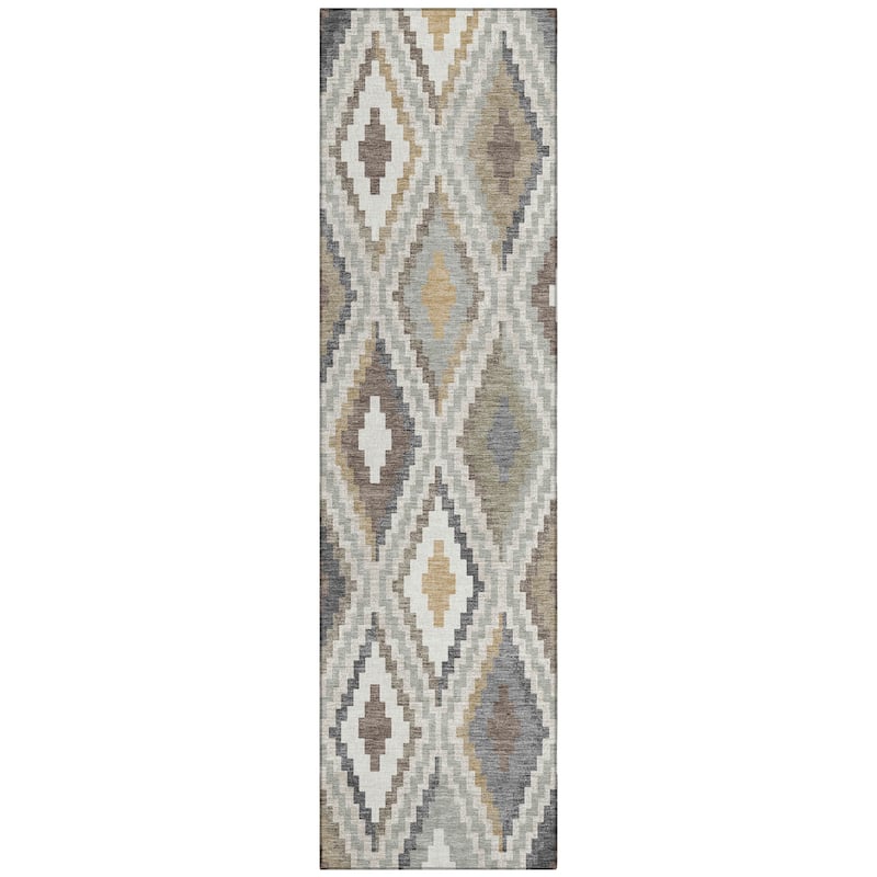 Machine Washable Indoor/ Outdoor Global Geo Chantille Rug