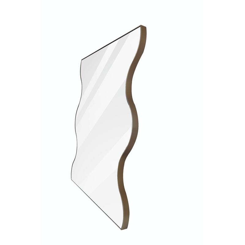 30x35 Inch Wall Mirror with Wavy Sides: Metal Framed Vanity and Dressing Mirror