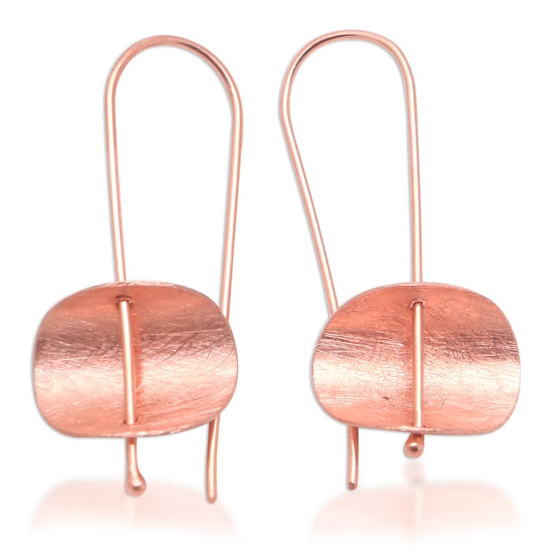 NOVICA Urban Minimalism, Rose gold plated sterling silver drop earrings - 1.3*0.8