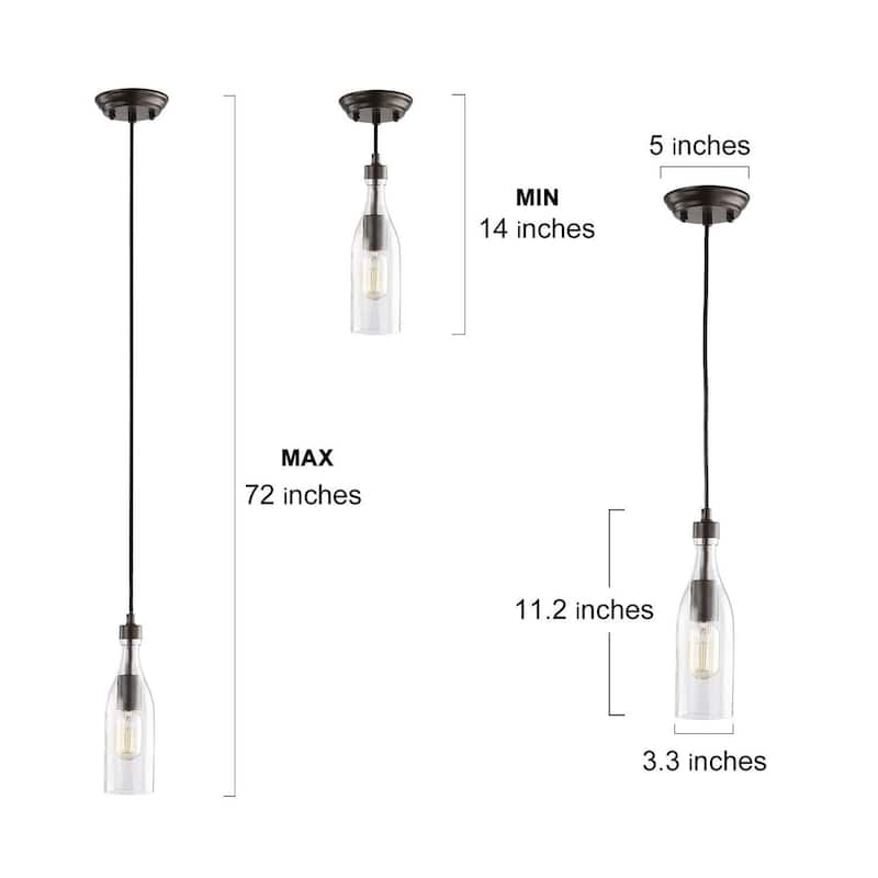 Modern Farmhouse 1-Light Bottle Glass Island Pendant Lights for Dining Room