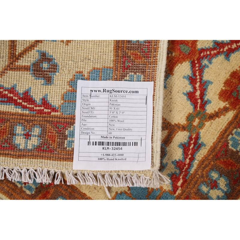 Floral Kazak Oriental Foyer Rug Handmade Wool Carpet - 2'0" x 3'0"