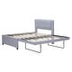 preview thumbnail 6 of 8, Full Size Upholstered Platform Bed with Adjustable Trundle, Modern Linen Headboard