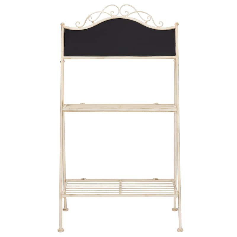 SAFAVIEH Outdoor Nyah Victorian Iron 2-Tier Plant Stand. - 24.5" W x 15.8" L x 43" H - 25Wx16Dx43H