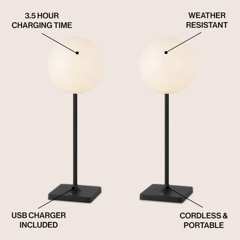 17.5" Modern LED Table Lamp, Dimmable, Cordless, Touch Sensor (Set of 2) - 17.50